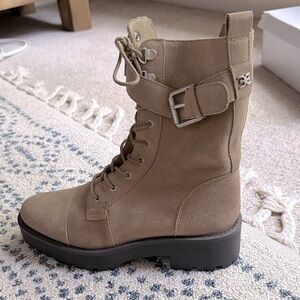 Sam Edelman Brown Lace-Up Combat Boots